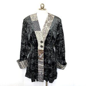 Donna Jessica Art To Wear Gray Velvet Lagenlook Victorian Style Jacket 90’s Vint